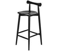 Taburete De Bar Madera con Respaldo, Taburete Altos De Encimera Sillas De Bar Terraza con Reposapiés para Cafeterías, Salas De Estar, Comedor(Black,75cm)