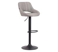 CLP Taburete de Bar Milet con Respaldo, Altura Regulable, Asiento Acolchado de Tela, Estructura Metalica giratoria, Color:Gris, Color del Marco:Negro
