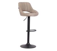 CLP Taburete de Bar Milet con Respaldo, Altura Regulable, Asiento Acolchado de Tela, Estructura Metalica giratoria Color Gris Pardo Color del Marco Negro