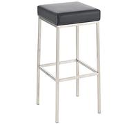 Taburete de Bar Montreal en Cuero Sintético I Silla Alta con Reposapiés I Taburete con Altura de Asiento 85 cm I Color:, Color:Negro, Color del Marco:Acero Inoxidable