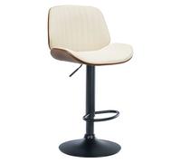 CLP Taburete De Bar Nova En Polipiel con Carcasa De Madera I Silla Giratoria De Cocina con Base Metálica & Reposapiés, Color:Nuez/Crema