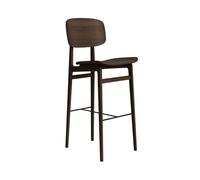 Taburete de Bar NY11 con Respaldo, 75 cm de Alto, Roble Ahumado Oscuro