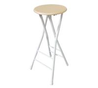 Taburete de bar plegable alto portátil con reposapiés, ideal para camping y salas de juegos, 60 cm de altura, diseño redondo, sin respaldo, ahorro de espacio y ligero