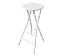 Taburete de bar plegable alto portátil con reposapiés, ideal para camping y salas de juegos, 60 cm de altura, diseño redondo, sin respaldo, ahorro de espacio y ligero