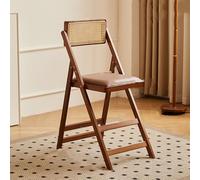 Taburete de bar plegable con asiento acolchado y respaldo de ratán, ideal para barras de desayuno y asientos en interiores