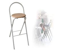 Taburete de bar plegable con respaldo, asiento alto portátil para desayuno de cocina, silla de mostrador ajustable con reposapiés, ideal para cafeterías al aire libre - negro, 1 pieza