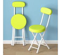 Taburete de bar plegable con respaldo, cojín redondo de poliuretano, silla de cocina con reposapiés, asiento plegable portátil para cocina, isla, comedor, sala de estar (color metálico)