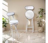 Taburete de bar plegable con respaldo, cómodo asiento acolchado, función de bloqueo de seguridad, perfecto para cocina, salas de recreación, dormitorios y entornos al aire libre
