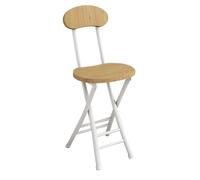 Taburete de bar plegable con respaldo de 45,7 cm, silla alta portátil, taburete plegable redondo para adultos, ideal para cocina y camping, acabado de madera, diseño que ahorra espacio