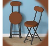 Taburete de bar plegable con respaldo, taburete de cocina portátil con cojín redondo acolchado de poliuretano, silla plegable compacta para desayuno, bar, escritorio, sala de estar, elegante diseño