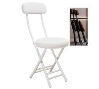 Taburete de bar plegable con respaldo y cojín redondo, silla compacta que ahorra espacio para cocina, comedor, sala de estar, escritorio, balcón