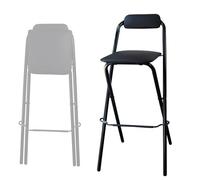 Taburete de bar plegable con respaldo y reposapiés, asiento acolchado cómodo y marco de metal duradero, ideal para barras de desayuno y espacios compactos