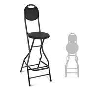 Taburete de bar plegable de 66 cm con respaldo, silla de cocina acolchada de poliuretano portátil, silla alta para acampar al aire libre, sillas altas que ahorran espacio, diseño ligero para un fácil