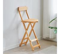Taburete de bar plegable de bambú con respaldo y reposapiés, silla de ratán para isla de cocina y comedor, diseño fácil de montar, ecológico, elegante y cómodo