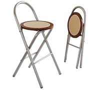 Taburete de bar plegable de ratán con marco de metal, capacidad de peso de 330 libras, silla alta para el hogar, cocina, balcón, desayuno, 1 pieza