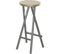 Taburete De BAR, Plegable Estructura Acero, Superficie Asiento Pino, Revestido