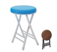 Taburete de bar plegable portátil con cojín, silla redonda sin respaldo de 50,8 cm, taburete plegable acolchado para uso en interiores y exteriores, ideal para desayuno, jardín, oficina, color rojo