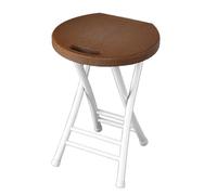 Taburete de bar plegable portátil de 48 cm con respaldo de plástico con reposapiés y asa, ideal para desayuno y cocina, ligero y compacto (marrón)