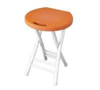 Taburete de bar plegable portátil de 48 cm, silla de plástico ligero sin respaldo con reposapiés y asa, ideal para desayuno y comedor, elegante diseño naranja