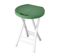 Taburete de bar plegable portátil de 48 cm sin respaldo de plástico con reposapiés y asa, ideal para desayuno, camping, uso en interiores y exteriores, color verde