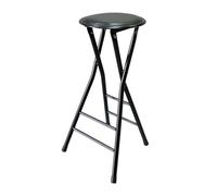Taburete de bar plegable portátil de 60 cm, 70 cm, capacidad de peso de 120 kg, silla redonda acolchada sin respaldo, color negro, ideal para cenas y eventos