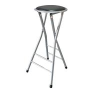 Taburete de bar plegable, silla alta portátil de cocina, marco de acero ligero, asiento redondo simple, adecuado para oficina, fiesta y uso al aire libre