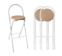 Taburete de Bar Plegable Silla de Isla de Cocina Redonda Juego De 2 Taburete De Cocina Con Respaldo Y Reposapiés Silla de Comedor Portátil Para Balcón Jardín Fiesta Cafetería Montaje Gratis(60cm)