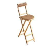 Taburete de bar plegable, taburete de bambú ajustable de 26 a 40 pulgadas de altura de mostrador con respaldo, silla de comedor plegable para isla de cocina, oficina, jardín, no requiere montaje
