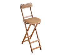 Taburete de bar plegable, taburete de bambú ajustable de 26 a 40 pulgadas de altura de mostrador con respaldo, silla de comedor plegable para isla de cocina, oficina, jardín, no requiere montaje