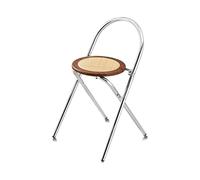 Taburete de bar plegable vintage de ratán negro con respaldo. Silla de comedor con estructura de metal chapado para cocinas, tocadores y salas de estar. Altura del asiento: 46 cm/18,1 pulgadas.
