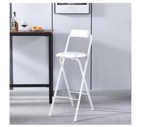 Taburete de bar portátil plegable con respaldo, asiento acolchado de 75 cm, capacidad de peso de 100 kg, trona blanca para cocina, hogar y jardín,