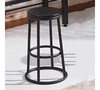 Taburete de bar redondo de metal de 27 pulgadas de alto, silla de comedor moderna con asiento de madera y reposapiés, taburete de cocina resistente para el hogar, tienda/iglesia (negro, 60 cm)