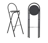 Taburete de bar redondo plegable de 28 pulgadas, 30 pulgadas de alto, silla de cocina para bar, desayuno, bistró, marco de metal duradero, capacidad de 220 libras, color negro