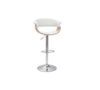 Taburete de bar regulable blanco y madera clara OKTAV
