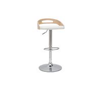 Taburete de bar regulable en altura moderno madera clara y blanco MANO