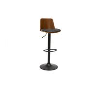 Taburete de bar regulable en madera oscura y poliuretano negro DOA