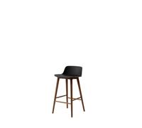 Taburete de Bar Rely HW118 con Respaldo Bajo en Nuez Lacado y Negro