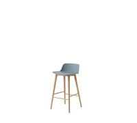 Taburete de Bar Rely HW118 con Respaldo Bajo, Roble Lacado/ Azul Claro