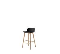 Taburete de Bar Rely HW118 con Respaldo Bajo, Roble Lacado/ Negro