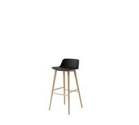 Taburete de Bar Rely HW123 con Respaldo Bajo, Roble Lacado/ Negro