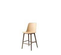 Taburete de Bar Rely HW128 con Respaldo Alto en Nuez Lacado y Arena Beige