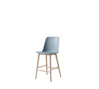 Taburete de Bar Rely HW128 con Respaldo Alto en Roble Lacado/ Azul Claro