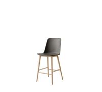 Taburete de Bar Rely HW128 con Respaldo Alto en Roble Lacado/gris Piedra