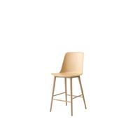 Taburete de Bar Rely HW128 con Respaldo Alto en Roble Lacado y Arena Beige