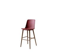 Taburete de Bar Rely HW133 con Respaldo Alto en Nuez Lacado/ Granate