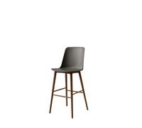 Taburete de Bar Rely HW133 con Respaldo Alto en Nuez Lacado/gris Piedra