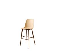 Taburete de Bar Rely HW133 con Respaldo Alto en Nuez Lacado y Arena Beige