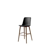 Taburete de Bar Rely HW133 con Respaldo Alto en Nuez Lacado y Negro