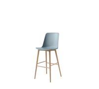 Taburete de Bar Rely HW133 con Respaldo Alto en Roble Lacado/ Azul Claro