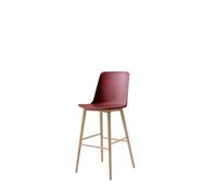 Taburete de Bar Rely HW133 con Respaldo Alto en Roble Lacado/ Granate
